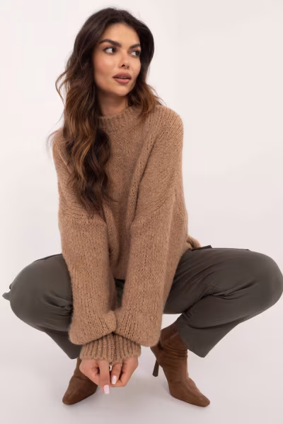 Sweter Damski Model TW-SW-BI-3565.69 Camel - Och Bella — zdjęcie 2