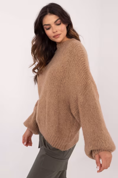 Sweter Damski Model TW-SW-BI-3565.69 Camel - Och Bella — zdjęcie 3