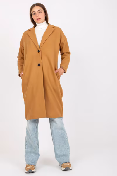 Płaszcz Damski Model TW-PL-BI-7298-1.15 Camel - Och Bella — zdjęcie 1