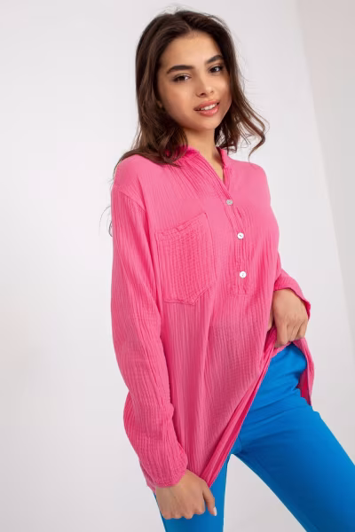 Koszula Damska Model TW-KS-BI-1144.07 Pink - Och Bella — zdjęcie 2