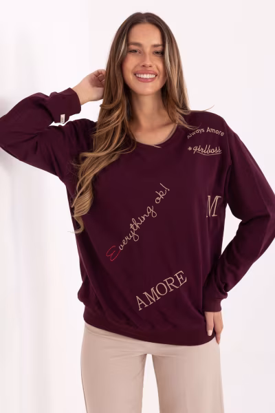 Bluza Damska Model RV-BL-A968.00 Bordo - Relevance — zdjęcie 1