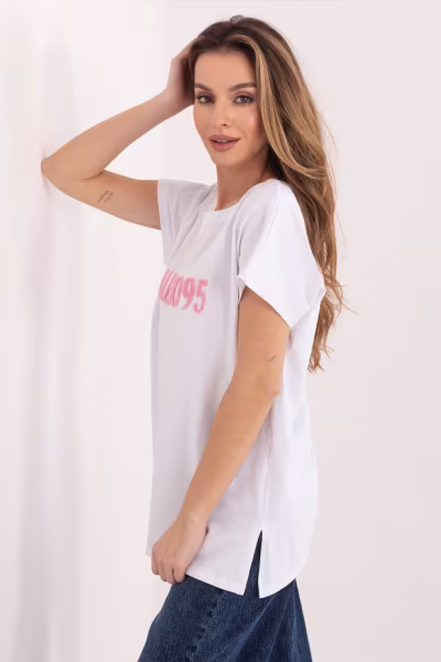 Tshirt Damski Model RV-TS-A1206.84 White/Pink - Relevance — zdjęcie 2