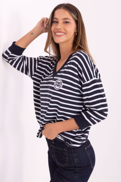 Bluzka Model RV-BZ-A791.53 Navy - Relevance — zdjęcie 2
