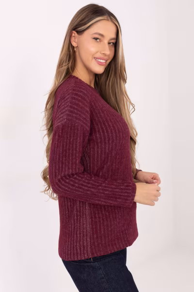 Sweter Damski Model RV-SW-A1026.52 Bordo - Relevance — zdjęcie 2