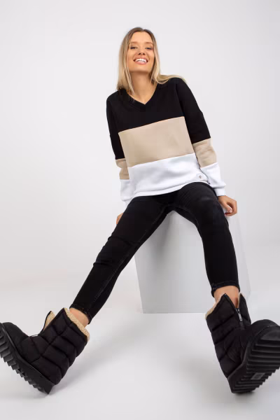 Bluza Damska Model RV-BL-8377.89 Black/Beige - Relevance — zdjęcie 1