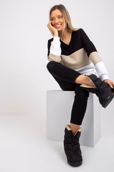 Bluza Damska Model RV-BL-8377.89 Black/Beige - Relevance — zdjęcie 2