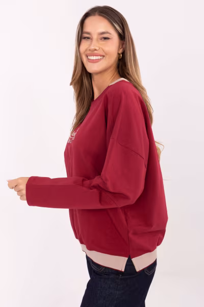 Bluza Damska Model RV-BZ-A907.08P Bordo - Relevance — zdjęcie 2