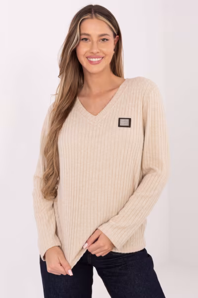 Sweter Damski Model RV-SW-A1025.80 Beige - Relevance — zdjęcie 1