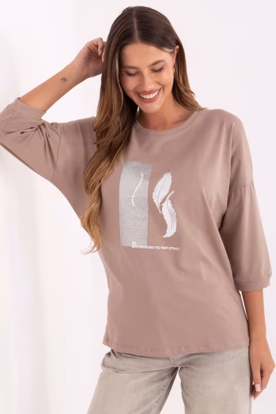 Bluzka Model RV-BZ-A820.27P Dark Beige - Relevance — zdjęcie 1
