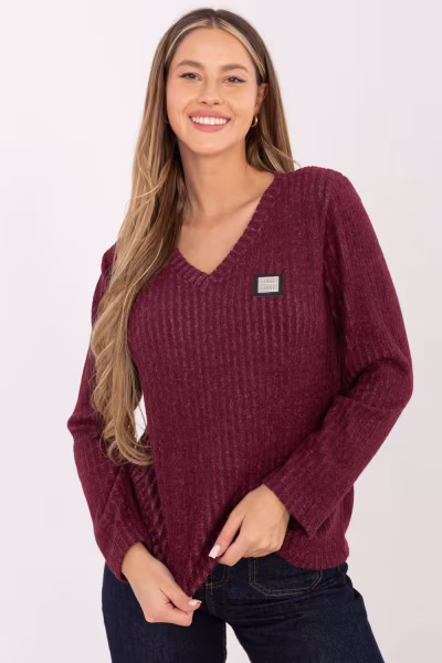 Sweter Damski Model RV-SW-A1025.80 Bordo - Relevance — zdjęcie 1