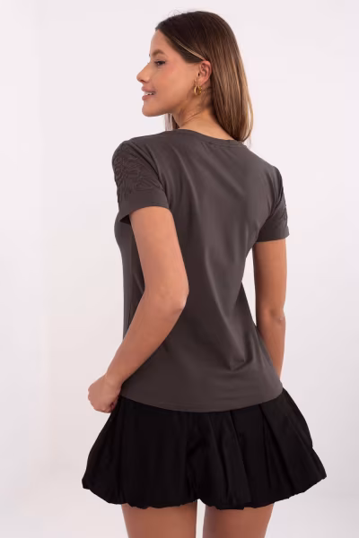 Tshirt Damski Model RV-TS-A518.55 Khaki - Relevance — zdjęcie 2
