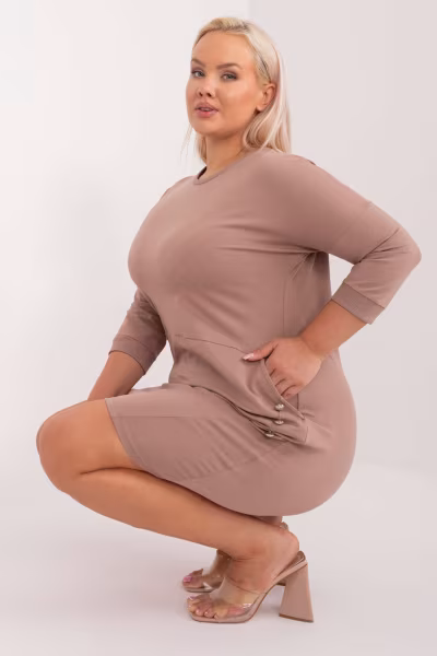 Sukienka Model RV-SK-9390.32 Dark Beige - Relevance — zdjęcie 2