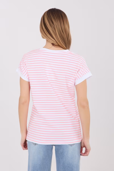 Tshirt Damski Model RV-TS-A1125.85 White/Pink - Relevance — zdjęcie 3
