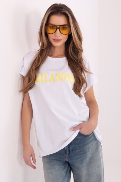 Tshirt Damski Model RV-TS-A1206.84 White/Yellow - Relevance — zdjęcie 1