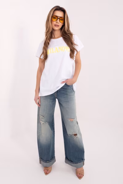 Tshirt Damski Model RV-TS-A1206.84 White/Yellow - Relevance — zdjęcie 2