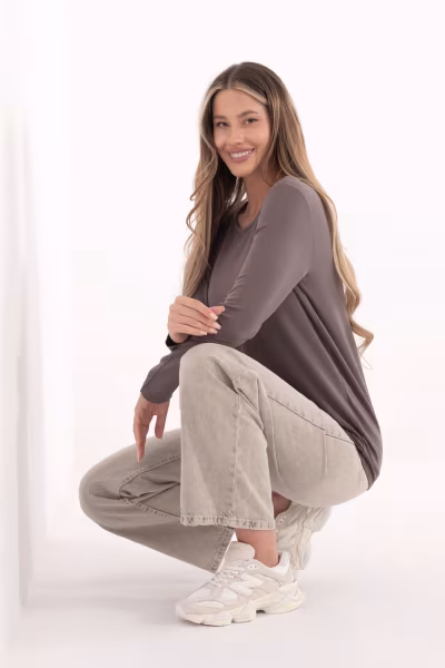Bluzka Model RV-BZ-A-160.19P Grey/Beige - Relevance — zdjęcie 3