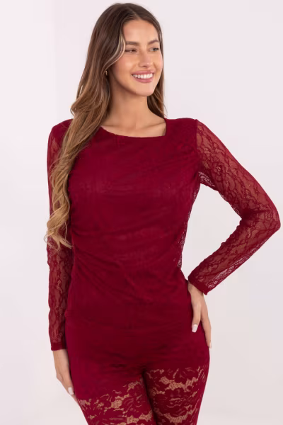 Bluzka Model MI-BZ-272403.19P Bordo - Italy Moda — zdjęcie 3