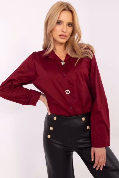 Koszula Damska Model DHJ-KS-20132.04P Bordo - Italy Moda — zdjęcie 2