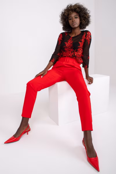 Spodnie Damskie Model DHJ-SP-12787.21X Red - Italy Moda — zdjęcie 2