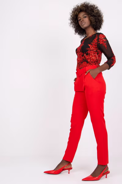 Spodnie Damskie Model DHJ-SP-12787.21X Red - Italy Moda — zdjęcie 3