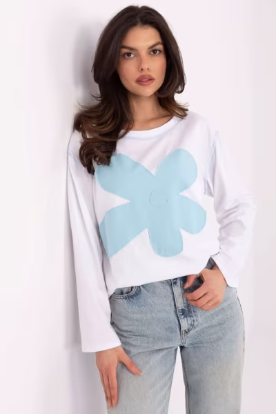 Bluzka Model MI-BZ-M6169.03 White/Blue - Italy Moda — zdjęcie 1