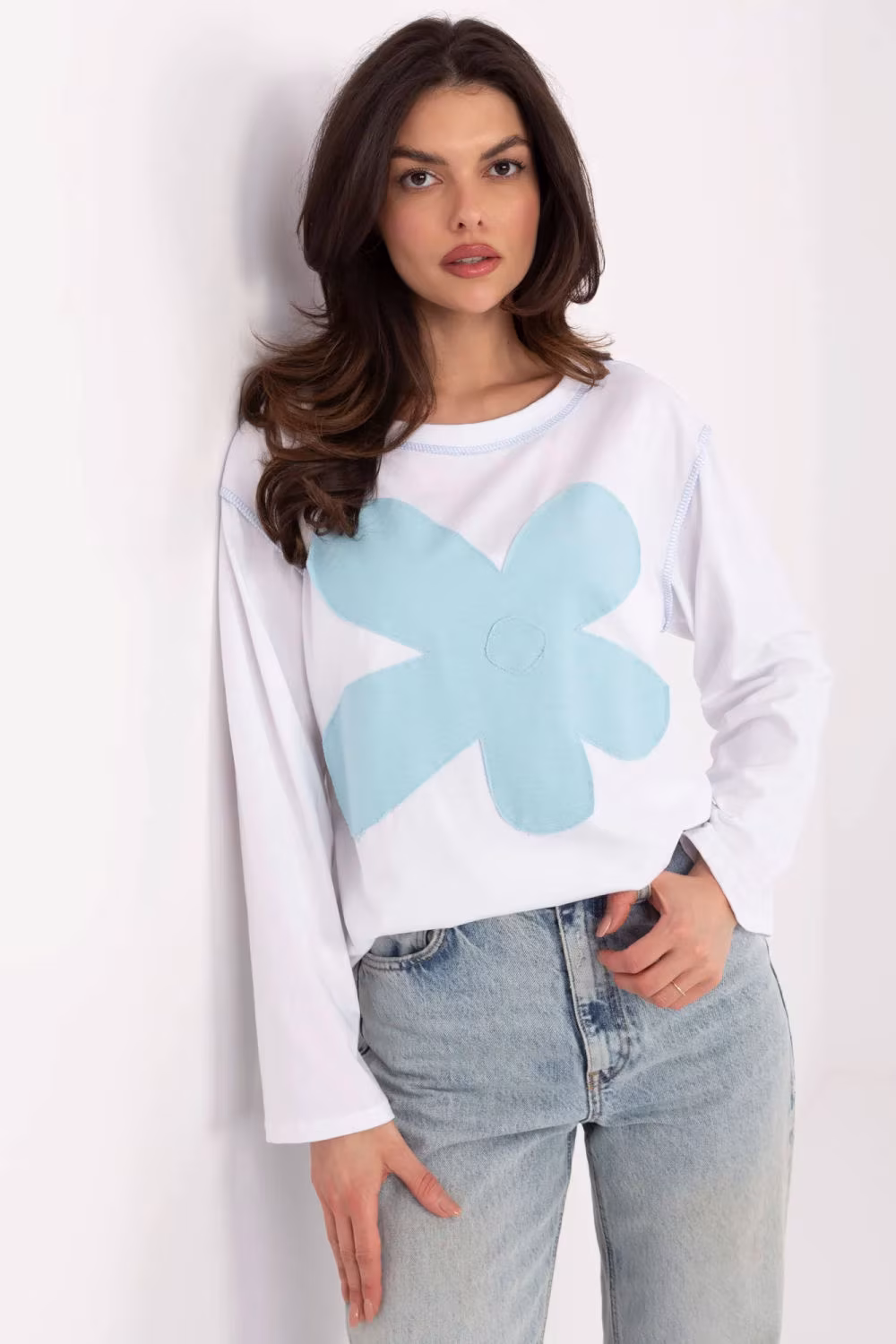 Bluzka Model MI-BZ-M6169.03 White/Blue - Italy Moda