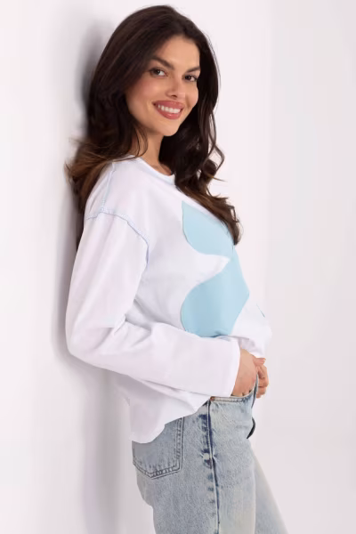 Bluzka Model MI-BZ-M6169.03 White/Blue - Italy Moda — zdjęcie 2