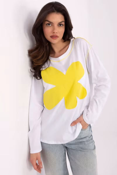Bluzka Model MI-BZ-M6169.03 White/Yellow - Italy Moda — zdjęcie 1