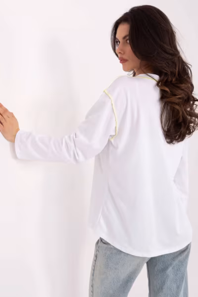 Bluzka Model MI-BZ-M6169.03 White/Yellow - Italy Moda — zdjęcie 3