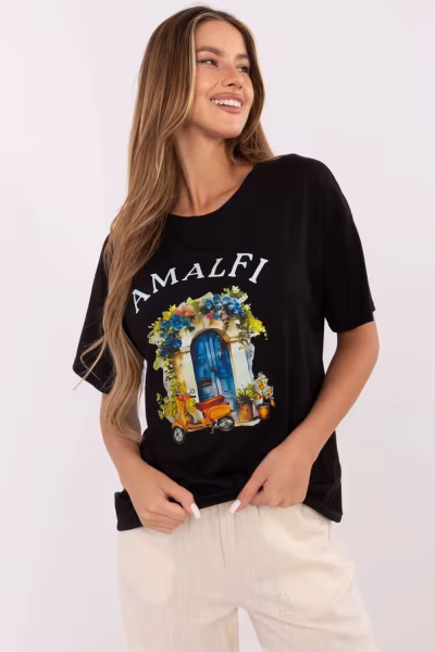 Tshirt Damski ModelMI-TS-M3221G.75 Black - Italy Moda — zdjęcie 1