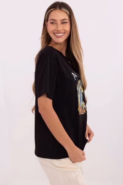 Tshirt Damski ModelMI-TS-M3221G.75 Black - Italy Moda — zdjęcie 2