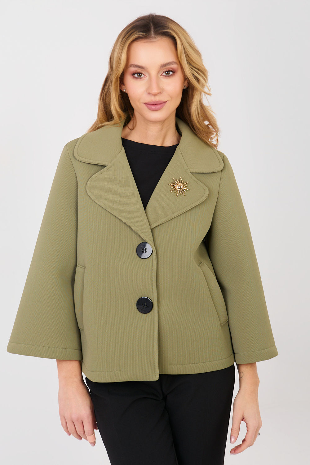 Płaszcz Damski Model IT-KR-FL8159-1.29 Khaki - Italy Moda