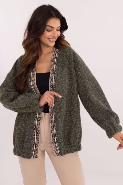 Sweter Kardigan Model DHJ-NA-A8500.11P Khaki - Italy Moda — zdjęcie 1