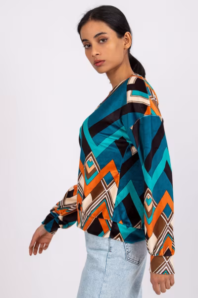 Bluzka Model DHJ-BZ-6033-1.49P Morski - Italy Moda — zdjęcie 2