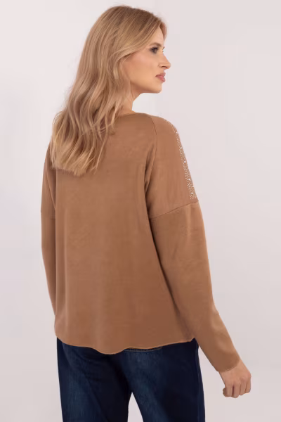 Sweter Damski Model DHJ-SW-17690.21 Camel - Italy Moda — zdjęcie 3