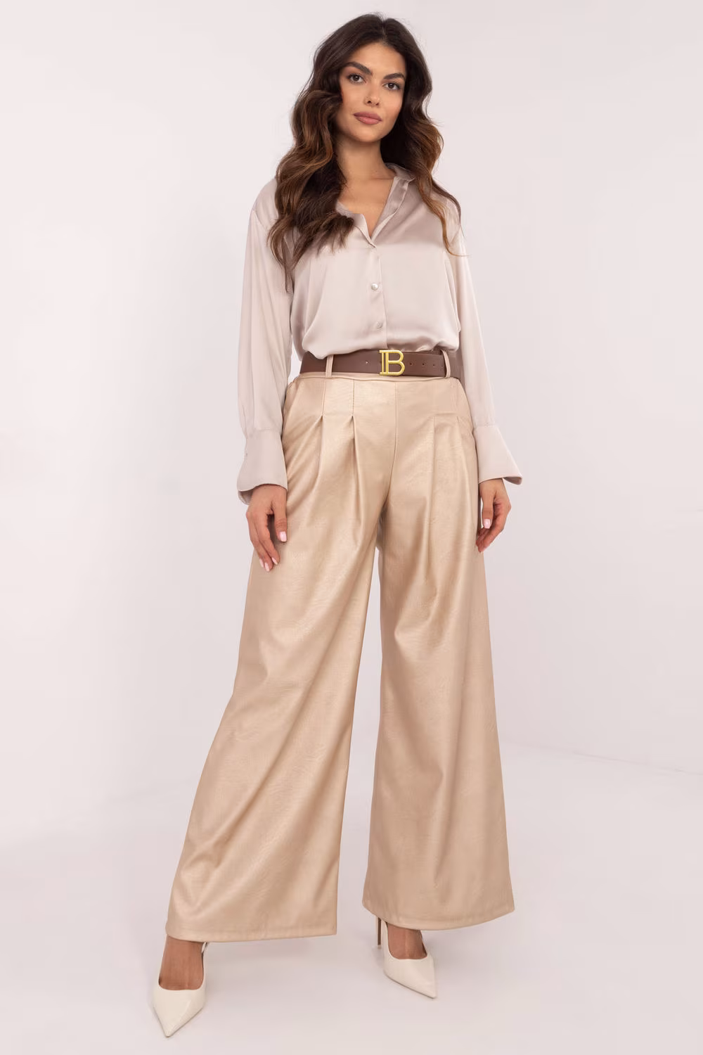 Spodnie Damskie Model DHJ-SP-19899.22X Beige - Italy Moda