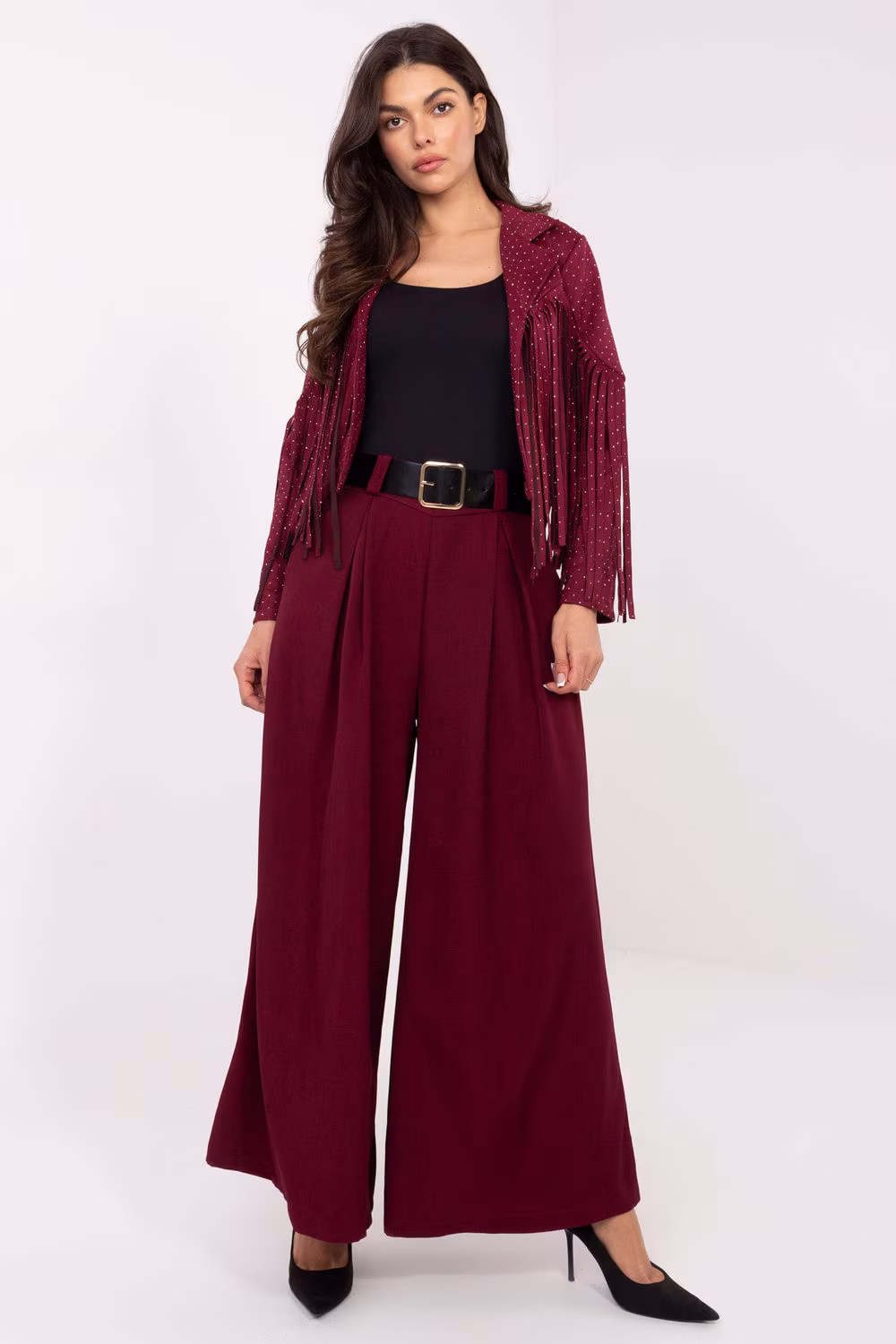 Spodnie Damskie Model IT-SP-19963.09P Bordo - Italy Moda
