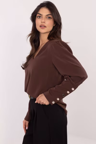 Bluzka Model MI-BZ-M721.38 Dark Brown - Italy Moda — zdjęcie 2
