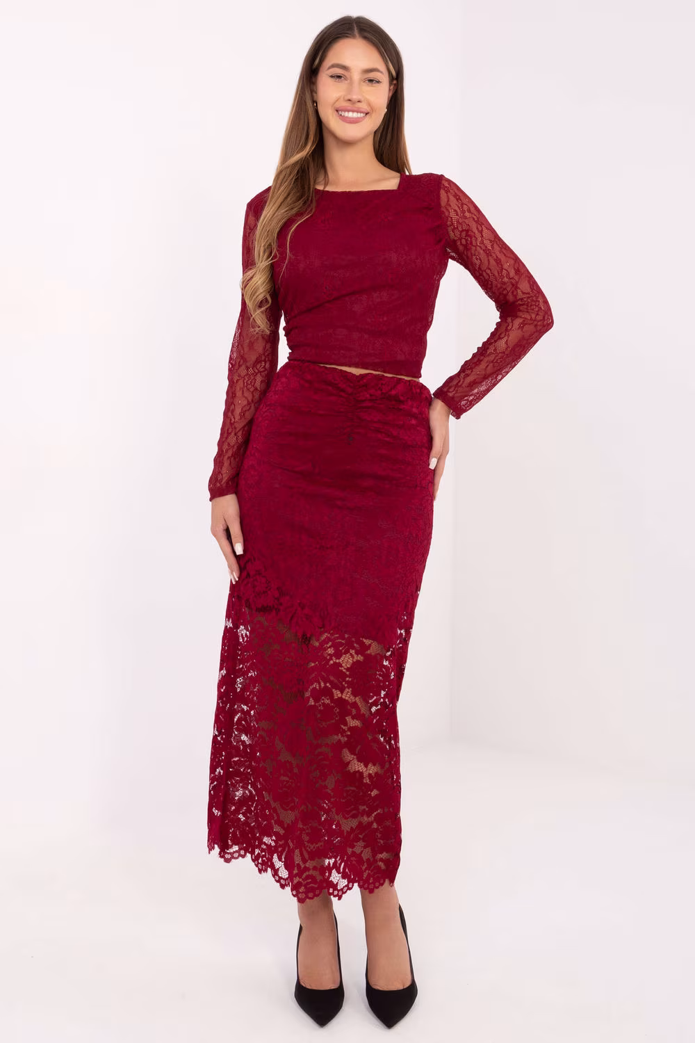 Spódnica Model MI-SD-G9137.16P Bordo - Italy Moda
