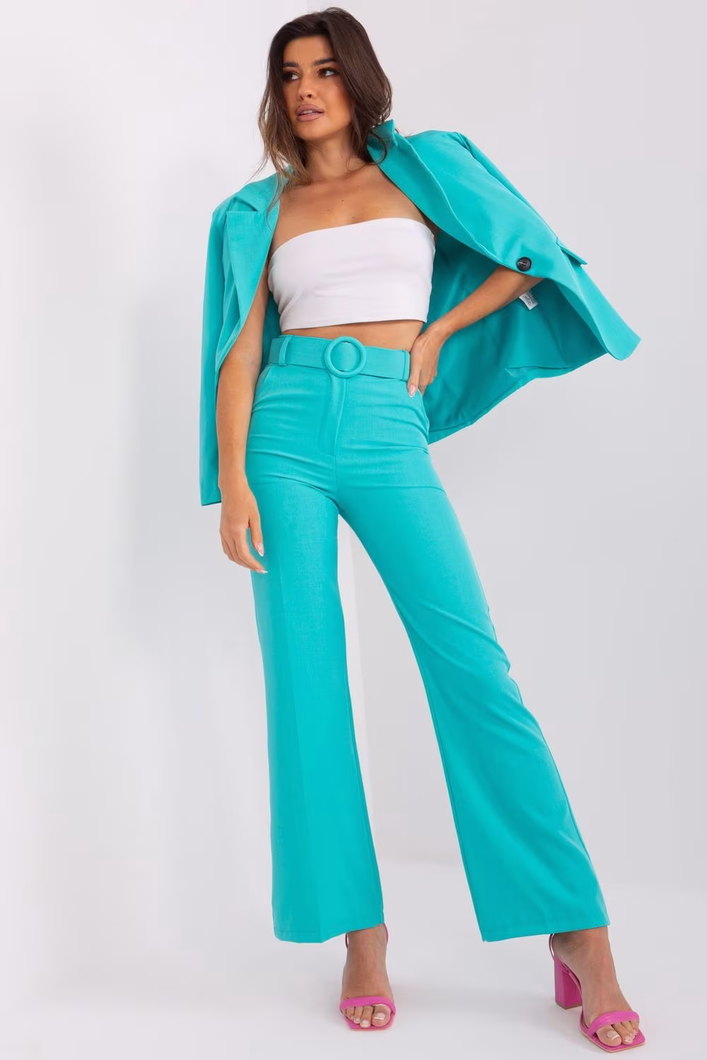 Spodnie Damskie Model DHJ-SP-18737.68 Turkus - Italy Moda