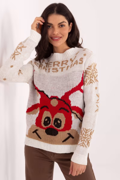 Sweter Damski Model MI-SW-19133.90 Ecru - Italy Moda — zdjęcie 1