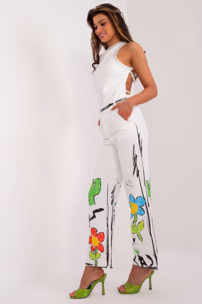 Spodnie Damskie Model DHJ-SP-18857.31 Ecru - Italy Moda — zdjęcie 2