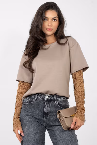 Bluzka Model IT-BZ-22128.27 Dark Beige - Italy Moda — zdjęcie 1