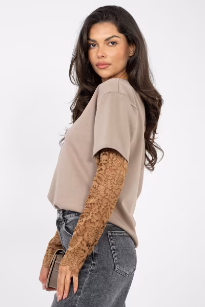 Bluzka Model IT-BZ-22128.27 Dark Beige - Italy Moda — zdjęcie 2