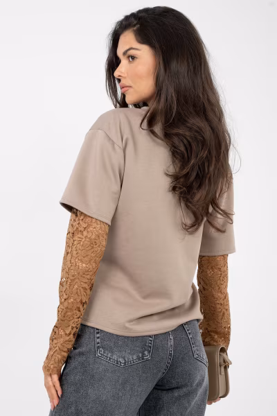 Bluzka Model IT-BZ-22128.27 Dark Beige - Italy Moda — zdjęcie 3