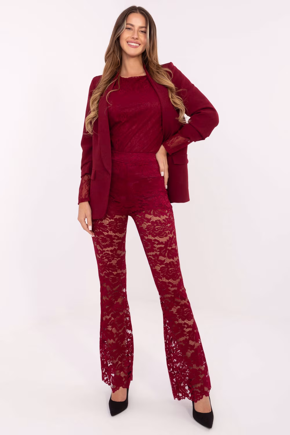 Spodnie Damska Model MI-SP-K69-3.21P Bordo - Italy Moda