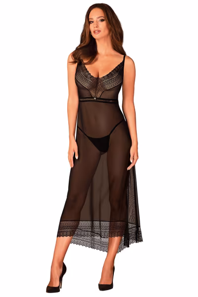 Koszulka Model Estiqua Chemise Black - Obsessive — zdjęcie 1