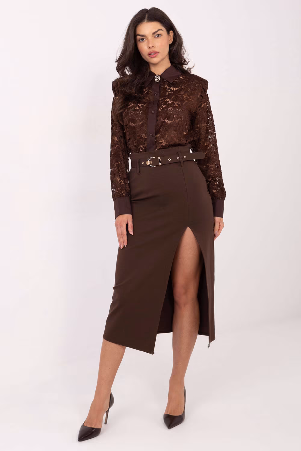 Koszula Damska Model IT-KS-21999.50 Brown - Italy Moda