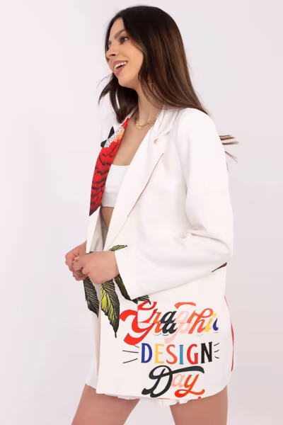 Marynarka Model DHJ-MA-18525-33.18 Ecru - Italy Moda — zdjęcie 2