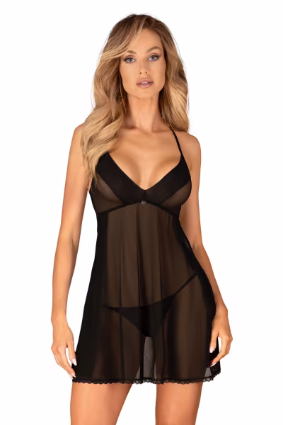 Komplet Model Latinesa babydoll Black - Obsessive — zdjęcie 1